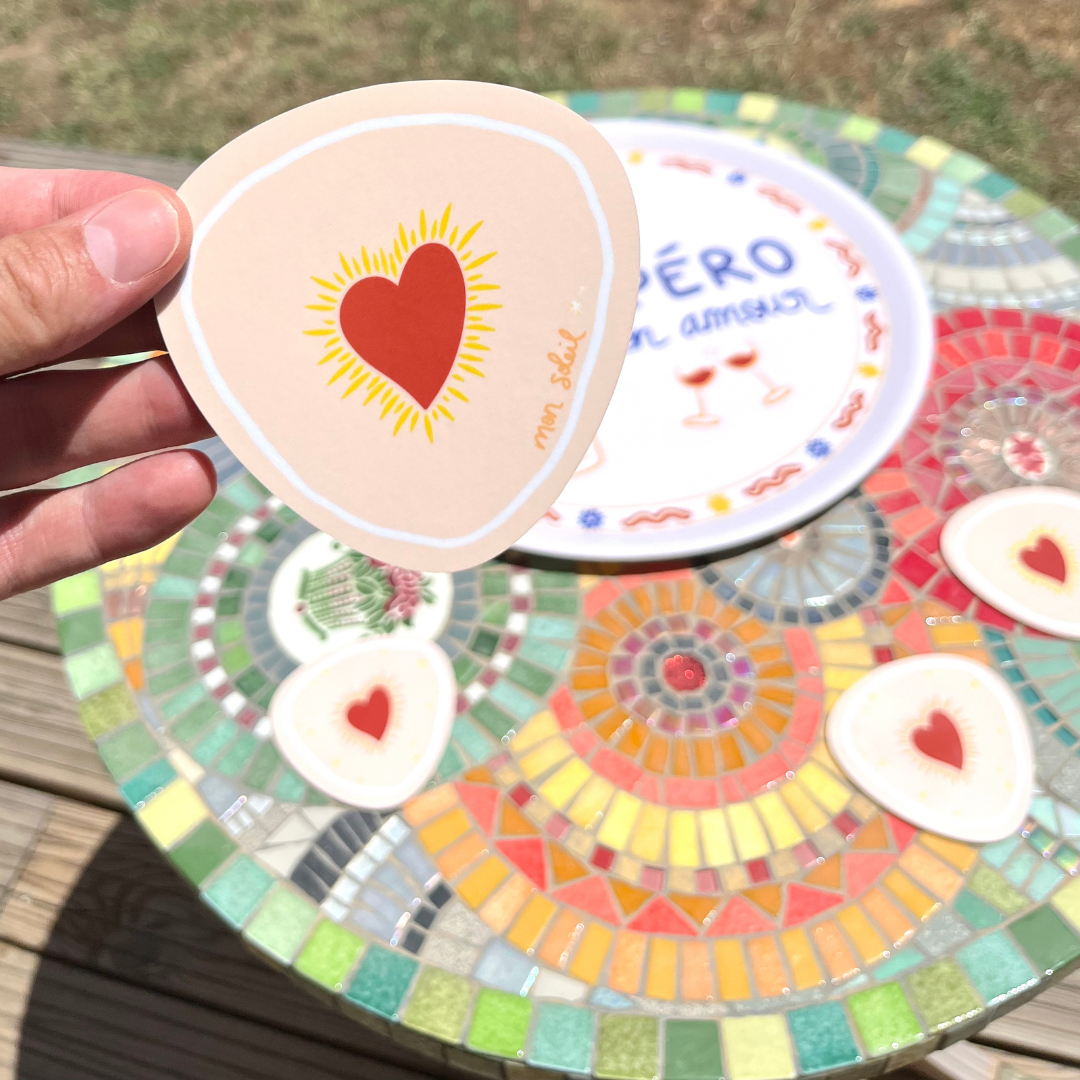 x4 DESSOUS DE VERRE COEUR