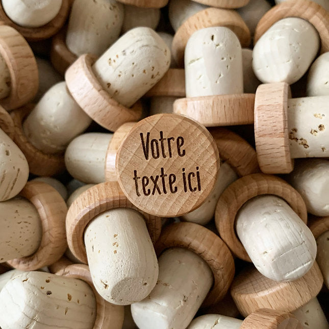 20 Bouchons De Bouteille De Vin Gravés Personnalisables - En Bois, Forme En T - Cadeau Mariage, Anniversaire